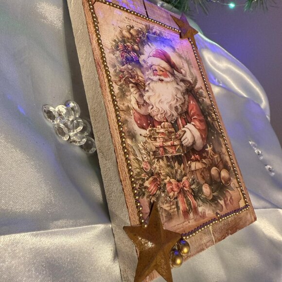 Santa wood hanging decor - Picture 4 of 5